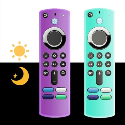 [2 Pack] Remote Cover Case Compatible with 3rd Gen Voice Remote(Glow in the Dark), Anti Slip Silicone Protective Cover with Lanyard