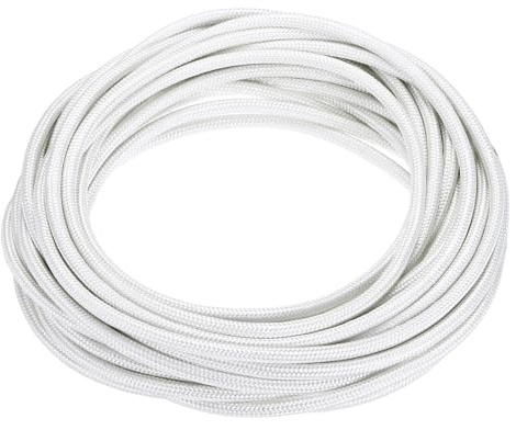 sourcing map Hochtemperaturdraht, flexibel, isoliert, 500 Grad Celsius, hohe Temperatur, geflochtenes Kabel, widerstandsfähig, elektrisch, für Lampenkessel, Heizung, Weiß, 8 m