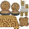 Ghepardo Compleanno Party Decoration Leopard Print Party Supplies Include Piatto Tovaglia Tovaglioli Stoviglie per Giungla Safari Print Baby Shower Serves 40