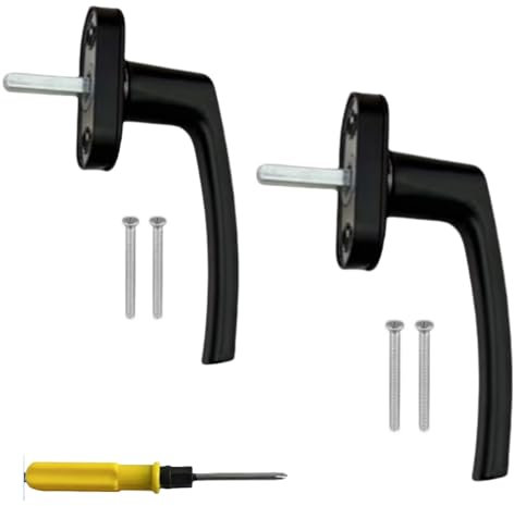 CNKHDZ 4 Stück Fenstergriffe Aluminium,Schwarz Fensterschloss Balkontürgriff ohne Schließ Zylinder,in Stiftlänge 35mm Kindersicherung mit Schrauben für Fenster, Terrassentüren und Balkontüren