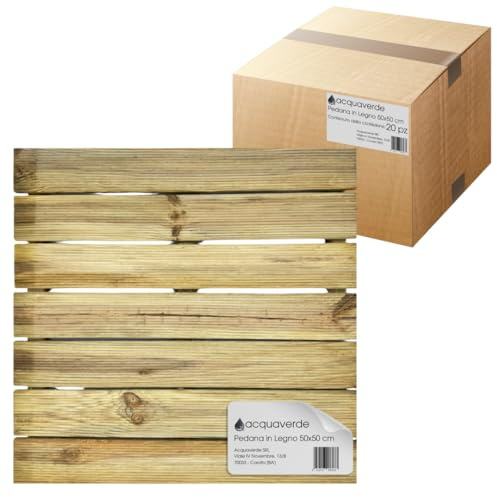 acquaverde | 20 Pedane Doccia in Legno 50x50 cm (5 mq), per Esterno, Legno Impregnato in Autoclave, Resistente a Sole e Pioggia, Pavimento Modulare, Facile da Installare