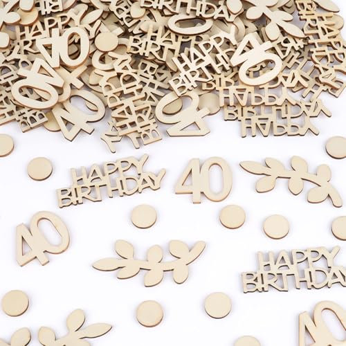100 Stück Konfetti Holz Geburtstagsdeko, Tischdeko Geburtstag, 40.ter Geburtstag Streudeko für Mädchen Junge Partys Dekoration