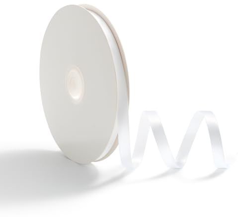 AOKSUNOVA Geschenkband Satinband Hochzeit Dekoband Schleifenband Weiß | Edles Satin Geschenkband für Hochzeit, Geschenkverpackung und Dekoration,Glänzendes Schleifenband mit Weicher Stoffstruktur