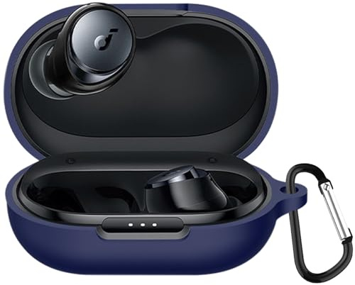 TOORQR Kompatibel mit Soundcore Space A40 Hülle Kopfhörer Case,Schützende Flüssig Silikon Hülle für Soundcore Space A40 Silikon Cover,Front-LED Sichtbar, Leicht zu Reinigen (Mitternachtsblau)