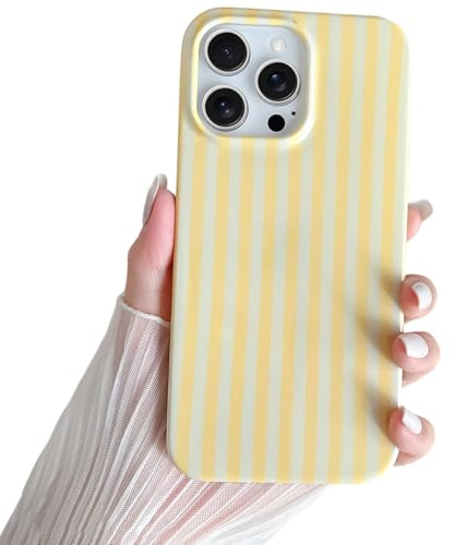 SmoBea for iPhone 14 Pro Max Case Cute Striped Phone Case Soft TPU Slim Shockproof Phone Cover for Women Girls Beautiful and Stylish, Yellow