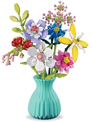 Blumenstrauß aus Bausteinen, KOMPATIBEL MIT Lego, 8 Blumen in Einer Vase, DIY-Set, 778 Teile 6+ (G)