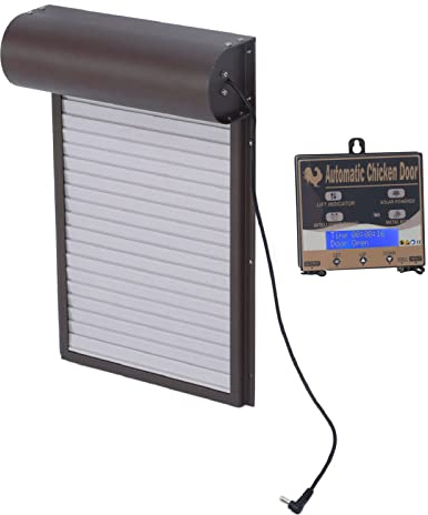 Xiuganpo Ouvre-Porte Automatique de Poulailler, en Aluminium, Durable, Résistant à la Rouille, Programmable, 3 Modes pour Poulet et Canard (Brown)
