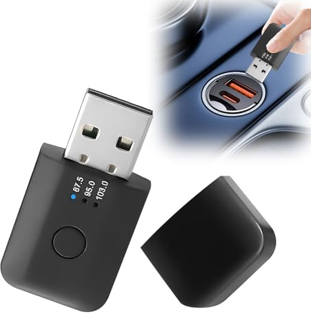 Othrion 1Pcs Car Bluetooth 5.1 FM Transmitter Receiver, Mini USB Bluetooth Adapter For Car Audio Wireless, Black