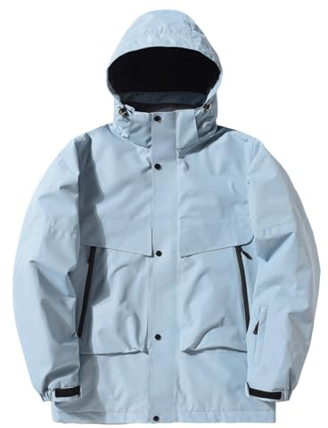 Cexiakong Herren Skijacke Baggy Snowboardjacke Mit Multie Taschen Winterjacke Wasserdicht Winddicht Outdoorjacke Verdickt Übergangsjacke Einfarbig Arbeitsjacke Fashion Warme Kapuzenjacke