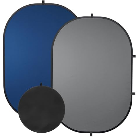 SEDGEWIN Blue Gray Photography Backdrop, 3x5ft/100x150cm Double-Sided Pop Up Collapsible Background Panel Reversible Muslin Chromakey Screen with Carry Bag for TikTok YouTube Video Live Streaming