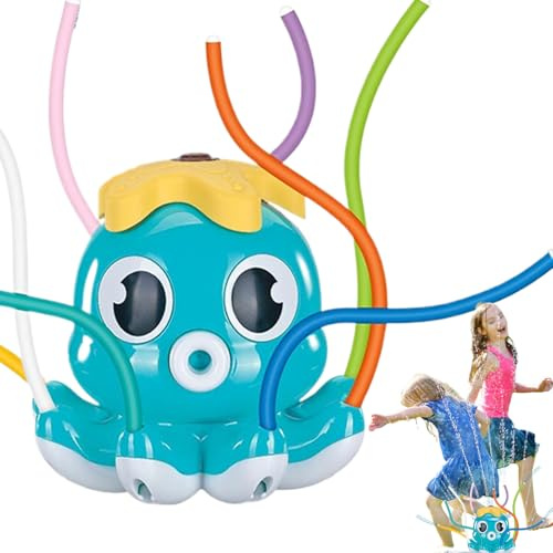 Aspersor de octopus para niños al aire libre - rociador de agua con ocho tubos oscilantes juguete de jardín, aspersor de agua de patio | Años 3 más niños niñas piscina césped escuela cumpleaños viajes