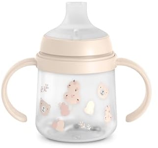 Suavinex, Vaso Aprendizaje Bebé con Boquilla de Silicona, Wild&Free Rosa | Biberón con Asas, Sistema Anticólico, Tapa Protectora, Antiderrame, 150 ml, Bébé +6 Meses, Apto Lavavajillas y Microondas