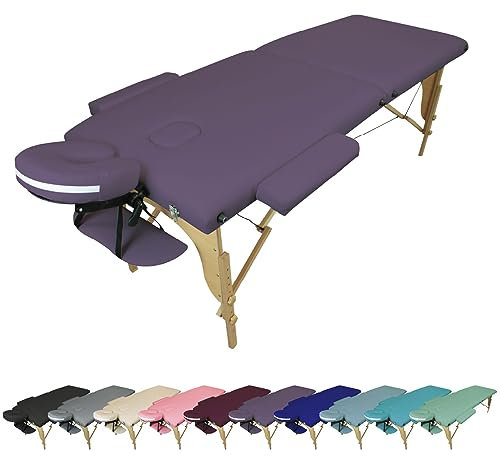 Vivezen - Table de Massage Pliante 2 Zones en Bois avec Panneau Reiki + Accessoires et Housse de Transport - Plusieurs Coloris