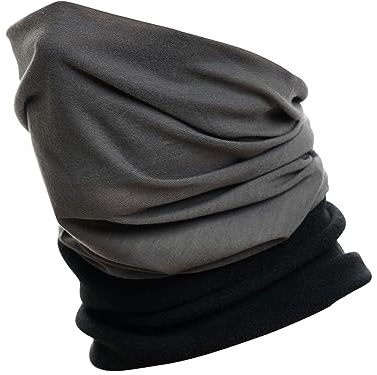 Hilltop® Polar Multifunktionstuch mit Fleece, warmes Schlauchtuch, Schal, Halstuch für kalte Herbst und Wintertage, für Damen und Herren, Trendige Farben, Farbe:anthrazit mit schwarzem Fleece