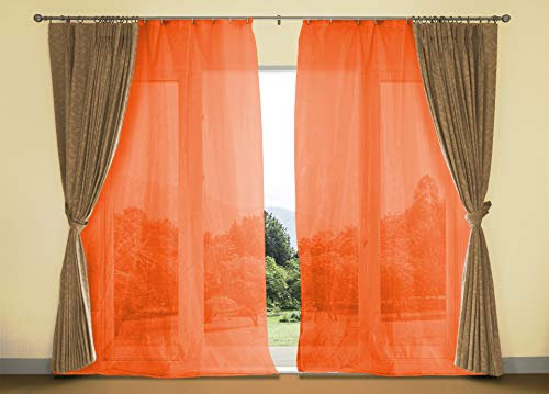 EUROSTYLE Tenda ZANZARIERA Mosquito Rete FITTA con Frange E Anelli Inclusi (150X180CM, Arancio)