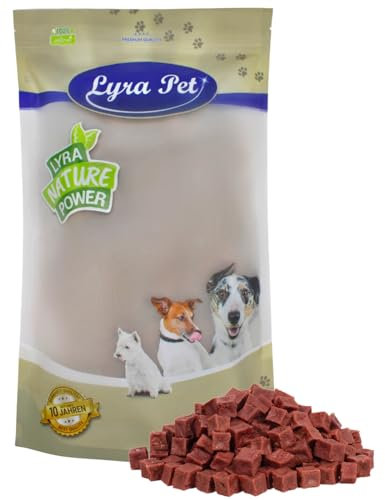 Lyra Pet® 1 kg Pferdefleischwürfel | Kausnack vom Pferd | Idealer Belohnungs- und Trainingssnack | Leckerli auch für Welpen und ältere Hunde | Proteinreich & fettarm | Wiederverschließbar