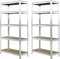 Brigros - Set Scaffali In Metallo 150x75x30cm Portata Totale 875 Kg, 5 Ripiani MDF, Carico Per Ripiano 175 Kg Scaffale Salvaspazio Per Garage, Officina, Cantina, Magazzino (Galva)