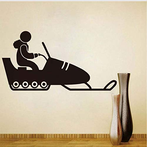 Kunst Wandbild Winter Stil Vinyl Wandaufkleber Schlitten Wand Applique Boy Room Abnehmbare Silhouette Dekorative Schwarze Tapete 83X43Cm