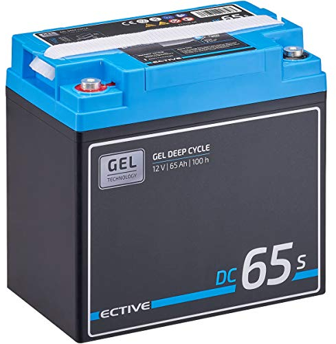 ECTIVE Gel Batterie DC65SC - 12V, 65Ah, mit Nachfüllpacks, LCD-Display - Deep Cycle VRLA Versorgungsbatterie, Solarbatterie, Bootsbatterie, Starterbatterie, Blei Akku für Wohnwagen, Camper