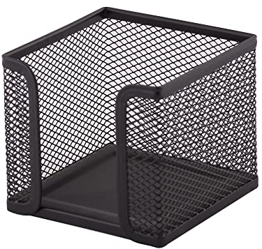 D.RECT - Zettelbox | aus Mesh | Solides Metall | Für den modernen Arbeitsplatz | Schwarz - 95x95x80 mm