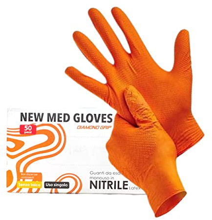 MA Y MA ENJOY SHARING 500 Guanti in Nitrile Arancioni Taglia XL, Senza Polvere, Senza Lattice, Ipoallergenici, Certificati CE conforme alla norma EN455, Guanti per Alimenti, Guanti Monouso
