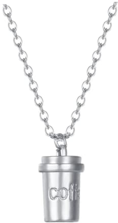 CrownOfRibbons Coffee Lover Gift, Cup Necklace in an Organza Bag