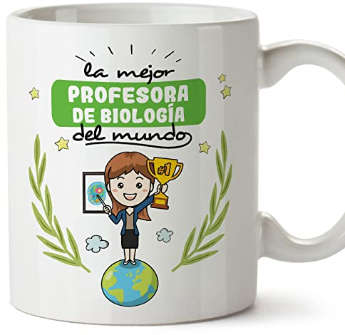 MUGFFINS Tazas para PROFESORA DE BIOLOGÍA mujer - En Español - Mejor del mundo - 11 oz / 330 ml - Regalo original y divertido