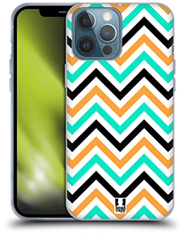 Head Case Designs Blaugrün Und Orange Neon Zigzag Gelhülle [Militärischer Schutzgrad] Kompatibel Mit Apple iPhone 13 Pro Max Und Kompatibel Mit MagSafe