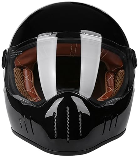 Integraler Motorradhelm Integrierter Motorradhelm Personalisierter Retro-Integralhelm Offroad-Helm Für Erwachsene Schutzhelm Für Herren Damen ECE-Zulassung Rennen Moped 3,M(55-56CM)