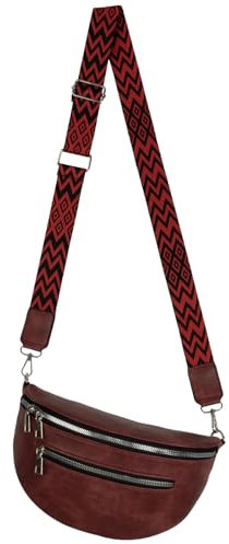 Bauchtasche Umhängetasche Crossbody-Bag Hüfttasche Kunstleder Italy-Design (Wine RED)