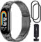 BANGTING Armband Metall Kompatibel mit Xiaomi Mi Band 10/9/8, Ersatzarmband für Miband 10 Ersatzbänder Mi Band 9 Edelstahl Armbänder Strap (Schwarz (DreiPerlen))