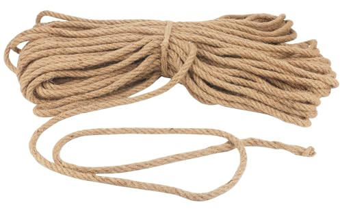 DAKFOOK Corda di iuta di canapa da 10 mm, spessore 50 m, spago in iuta naturale, per fai da te, giardinaggio, impacchettamento, campeggio, decorazione