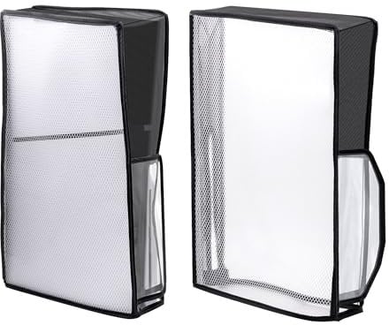 Mcbazel PS5 Slim Dust Cover, PS5 Slim Transparent Dust Cover with Visual Window, Anti Scratch Protective Cover Sleeve for PlayStation 5 Slim Digital/Disc Edition Consoles