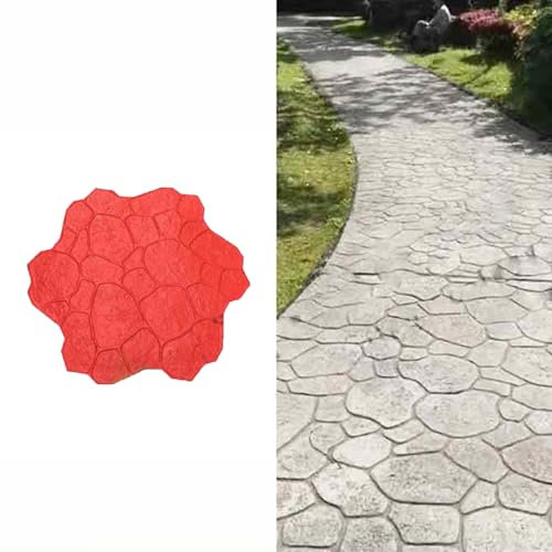 UrbanUp Concrete Moulds Natural Stone Flower Concrete Stamping Mats, Realistic Concrete Molds for Paths & Walls, DIY Flexible Concrete Stamps Seamless