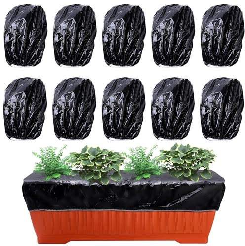 DECOHS Pflanzkasten, Mulchabdeckung, passend für 73,7 x 34,3 cm große rechteckige Garten-Mulch-Pflanzkasten-Abdeckung, Grasbarriere, Pflanzkasten-Schutzabdeckung für Garten, Pflanzkästen, Schwarz, 10