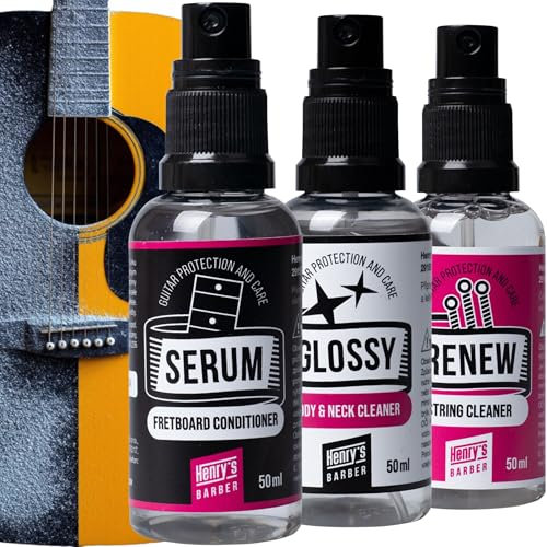 Henry`s Guitar Cleaning Set All-In-One - Gitarrenpflege Set Gitarren Reinigungsset - Gitarren Und Saitenreiniger & Fretboard Conditioner - Gitarren Zubehör Guitar Accessories Gitarrenzubehör