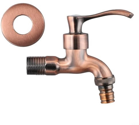 WIIYENA Waschmaschinen-Wasserhahn, Antik-Bronze, Wandmontage, Vintage, Garten, Außenbereich, dekorativ, ölgerieben, Messing, Kran, Wasserauslauf, europäisch, klassisch (Rotbronze)