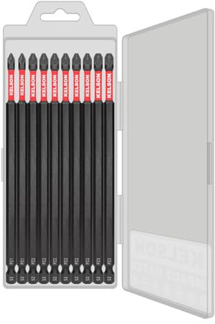 KELSON 10pcs Mixed Pozi 150mm PZ1 PZ2 PZ3 Impact Rated Screwdriver Bits with Storage Case V2 1/4 Universal