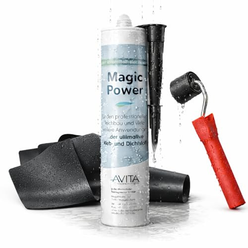 EPDM Kleber Dachfolie – Profi Reparaturset mit Andruckroller & Dachfolien-Flicken – Wasserdichter Kleb- und Dichtstoff für Flachdach, Carport & Gartenhaus