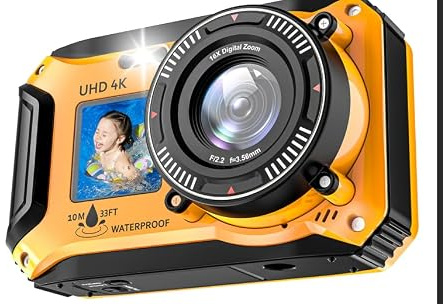 Yixinxin 4K 56MP 33FT UHD fotocamera subacquea per snorkeling con scheda da 32 GB Dual Screen Compatta impermeabile antipolvere galleggiante fotocamera digitale autofocus 1500 mAh
