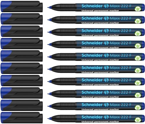 Schneider Maxx 222 F Universal-Marker (permanent, Cap-Off-Ink, nachfüllbar, 0,7 mm) 10er Packung blau