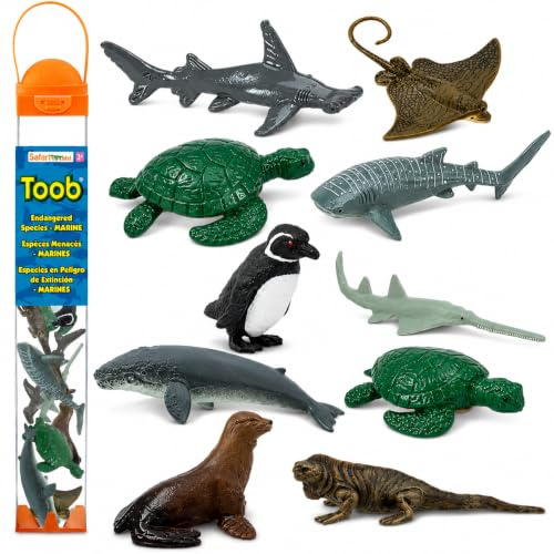 Safari Ltd. 10 Bedrohte Meerestiere Miniaturfiguren | Ungiftig und BPA-frei | Für Kinder ab 3 Jahren geeignet