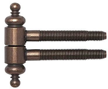 Gedotec Türband für Innentür Türscharnier Antik Möbel-Scharnier für Innen-Türen - H3120 | Renovierband mit Zierkopf | Metall bronze patiniert | Band Ø 16 mm | 1 Stück - Einbohrband Zimmertür aus Holz