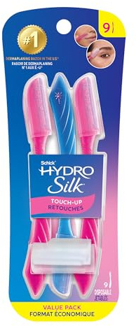 Schick Hydro Silk Touch-Up - Maquinilla de afeitar facial exfoliante multiusos para mujeres, herramienta de dermaplaning, maquinilla de afeitar de cejas y maquinilla de afeitar facial con cubierta de