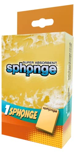 Éponge Super absorbante par SPh2ONGE (Jaune) | Multi-Usage | Conçue pour contenir 10 Fois Son Poids en Liquide | Réutilisable | Parfaite Partout dans Votre Maison | Efficace sur Toutes Les Surfaces |