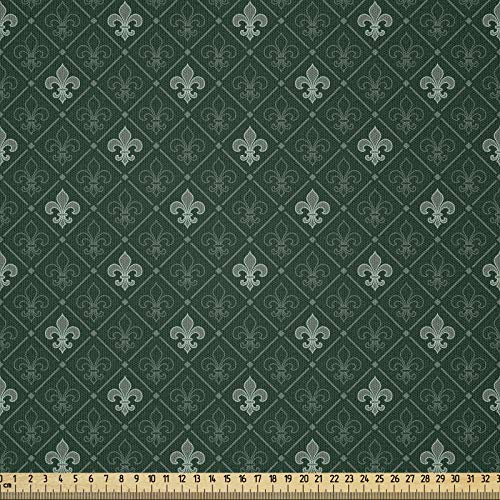 ABAKUHAUS Fleur De Lis Tissu au Mètre, Baroque, Tissu en Microfibre Décoratif pour Textiles d’Art et d’Artisanat, 1M (230x100cm), Vert Sauge