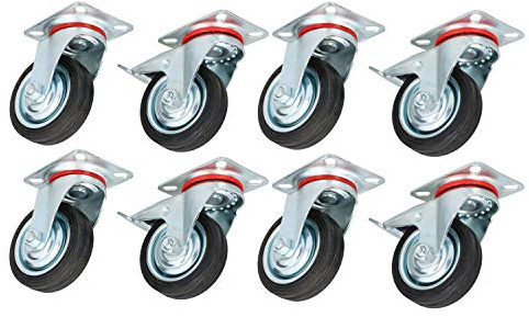 3 Inch 75mm Swivel + Swivel Castors with Brakes Wheels Trolley Furniture 8 Pack