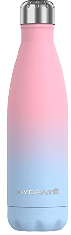 HYDRATE Super Insulated Stainless Steel Water Bottle - 500ml - Bpa Free Metal Water Bottle, Leakproof, Reusable Vacuum Drinking Thermos Flask - 24 Hours Cold & 12 Hours Hot Water Bottle