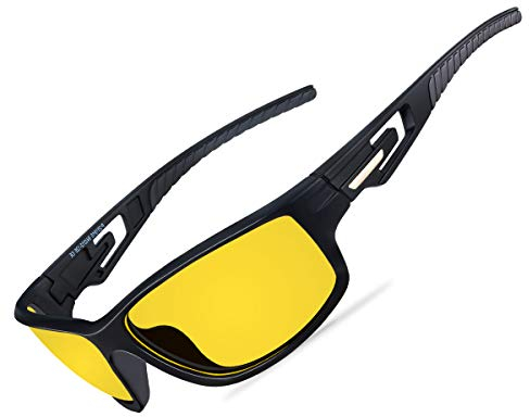 Goiteia Nachtfahrbrille Anti-Glare Nachtsichtbrille Herren Damen, Polarisierte Sport Nachtsichtbrille zum Laufen, Radfahren, Angeln, Fahren, TR90 unzerbrechlicher Rahmen