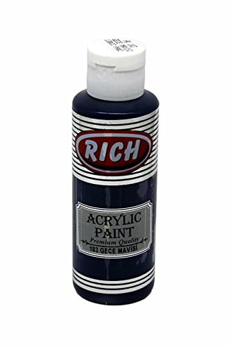 Rich Master Acrylfarbe 120 cc – Nachtblau, Hochwertige Wasserbasierte Acrylfarbe, Hohe Deckkraft, Halbmatte Oberfläche, Ideal für Künstler, DIY-Projekte und Dekorationen